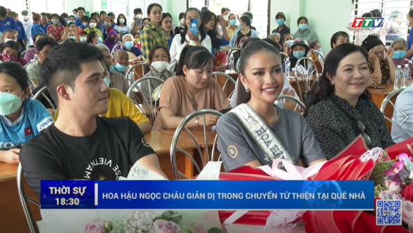 Hoa hậu Ngọc Châu giản dị trong chuyến từ thiện tại quê nhà